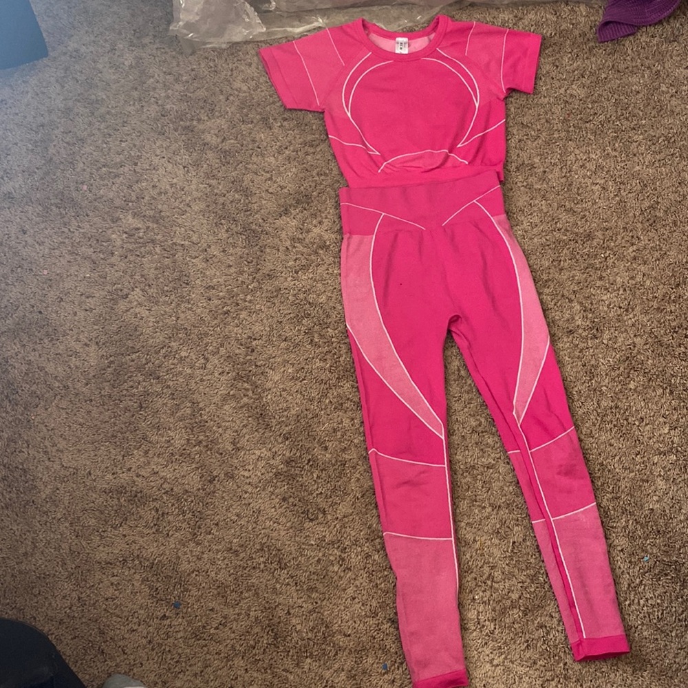 Hot pink and white 2 piece set